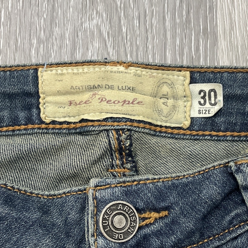 FREE PEOPLE ARTISAN DE LUXE PATCHED SKINNY JEAN BOHO FESTIVAL RARE Women Sz 30 - Picture 6 of 11